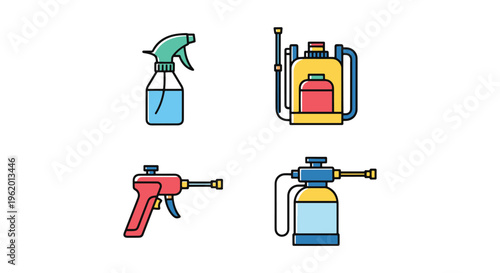 Chemical Sprayer Line art abstract colorful modern vector