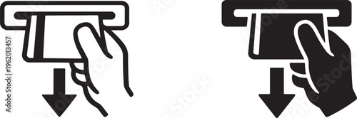 ATM cash withdrawal icon showing bank transaction, money access, and financial service concept design.