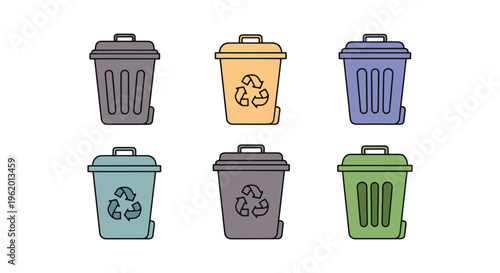 Compost bin icon Line art minimal abstract shape illustration