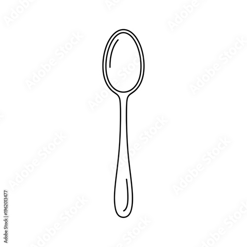 A simple, clean line drawing of a single spoon on a white background.