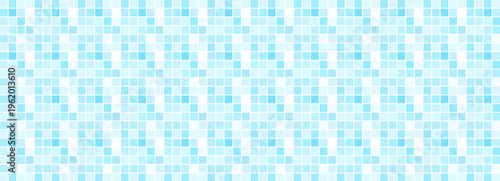 Pool tile geometric pattern with small square mosaic in various shades of light blue
