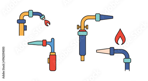 Brazing Torch Line art vector creative abstract color design