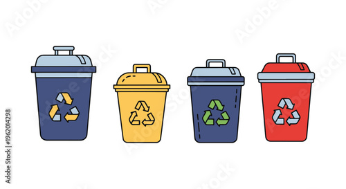 Compost recycle bin Line art modern abstract design illustration