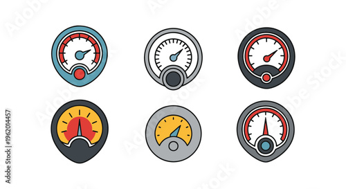 Barometer Line art vector set minimal abstract colorful