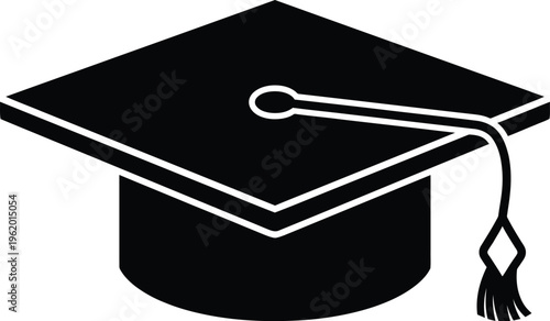 Black graduation cap icon with tassel detail