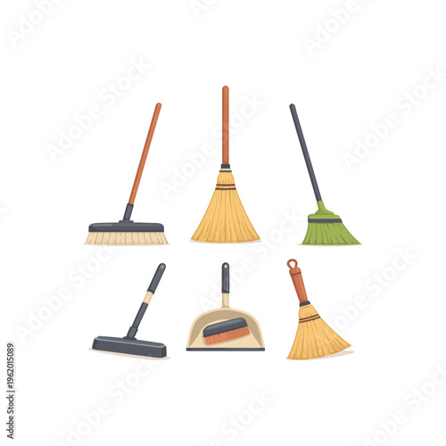 various shapes of floor sweepers colorful symbol vector