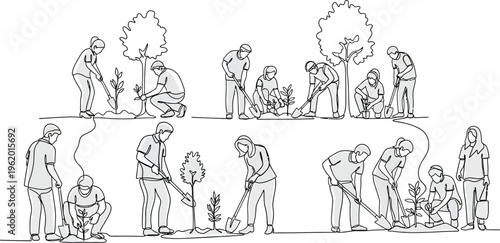 people planting trees, tree planting, eco friendly