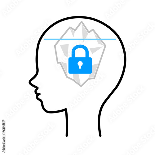 潜在意識のブロックを表す氷山の思考アイコン