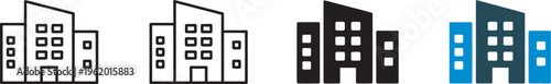 Office building icon, business corporate company commercial real estate symbol, headquarters enterprise organization urban architecture concept
