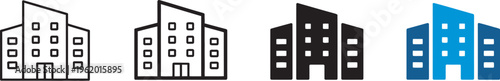 Office building icon, business corporate company commercial real estate symbol, headquarters enterprise organization urban architecture concept