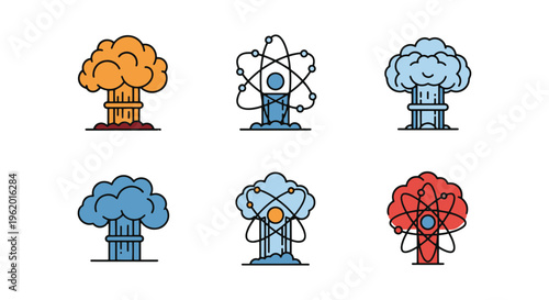 Atom Explosion Line art vector modern abstract design illustration