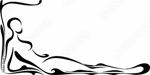 Fotografi Abstract black and white illustration of a seated woman s figure