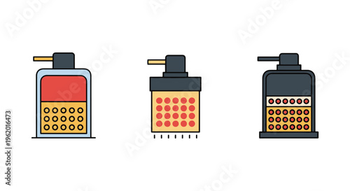 Condenser Line art vector set flat abstract colorful illustration