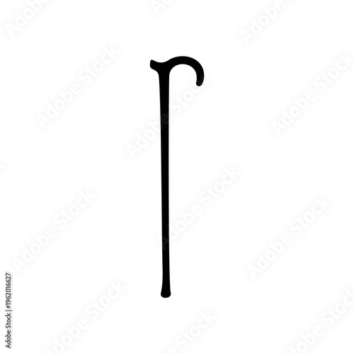 Walking stick silhouette icon vector illustration on white background