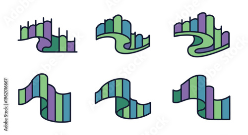 Aurora Flow Line art vector abstract simple pattern illustration