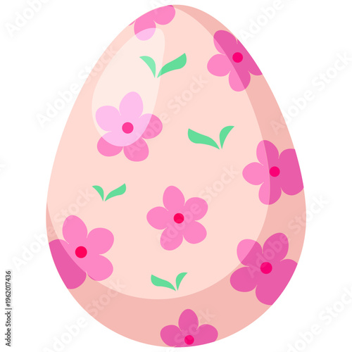 Pink Floral Easter Egg Illustration