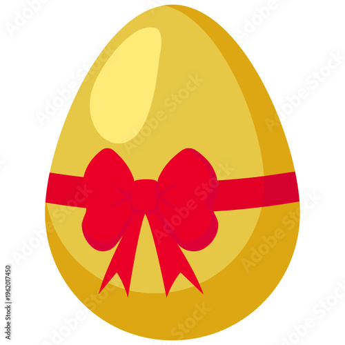 Golden Easter Egg with Red Ribbon