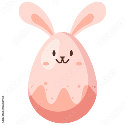 Cute Pink Easter Bunny Egg Illustration