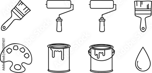 Set of flat design cleaning tools and supplies icons for household chores and maintenance