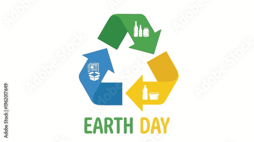 Recycling Symbol with Waste Sorting Icons for Eco Friendly Waste Disposal