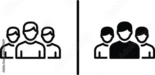 A graphic illustration of people wearing masks in two different groups