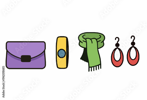 Collection of isolated accessory icons vector set with stylish fashion and personal items illustrations