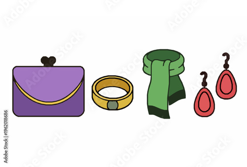 Collection of isolated accessory icons vector set with stylish fashion and personal items illustrations