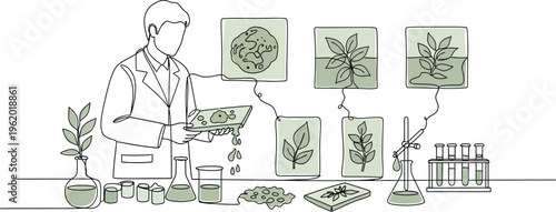botanist studying plant species in laboratory