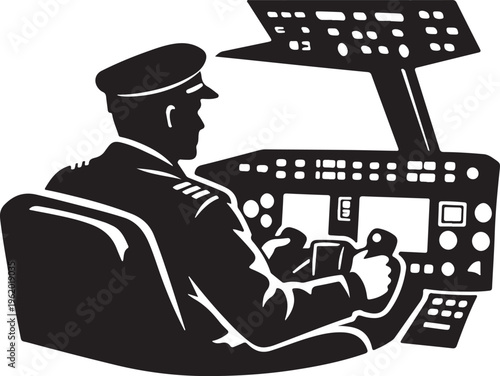 silhouette of pilot cockpit controls steady grip 