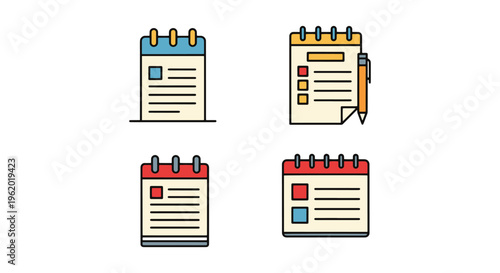 agenda Line art vector set simple abstract colorful