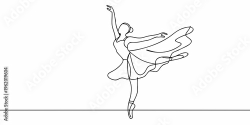 Elegant ballerina depicted in a continuous line drawing style