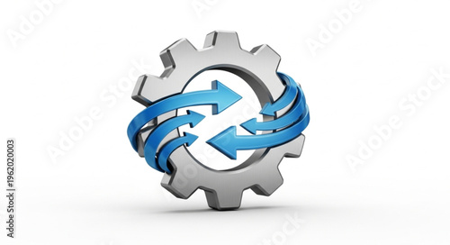 Gear with Recycling Arrows - A Symbol of Process and Sustainability.