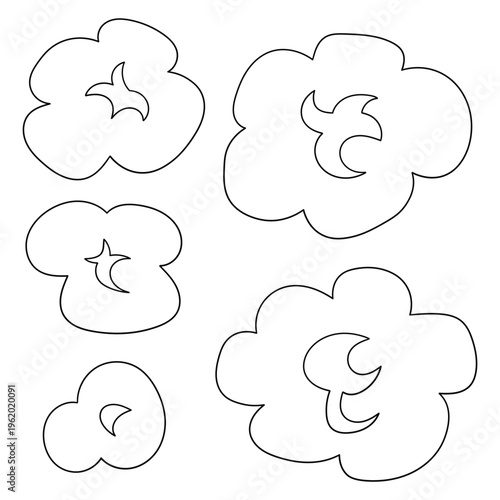 Hand-drawn doodle set of popcorn on a white background.