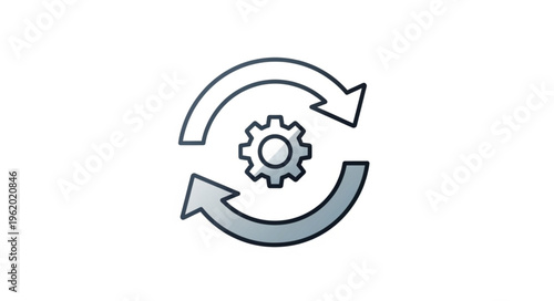 Gear and Arrows - Process Automation and Continuous Improvement Concept.