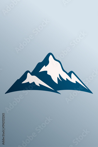 Logo agencia de viajes. Dibujo sencillo con silueta de un paisaje con montaña con nieve