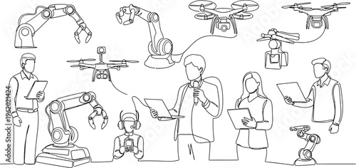 robotic arms and people working together