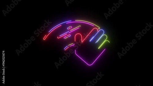 Wipe Cleanse Scrub neon line icon seamless loop