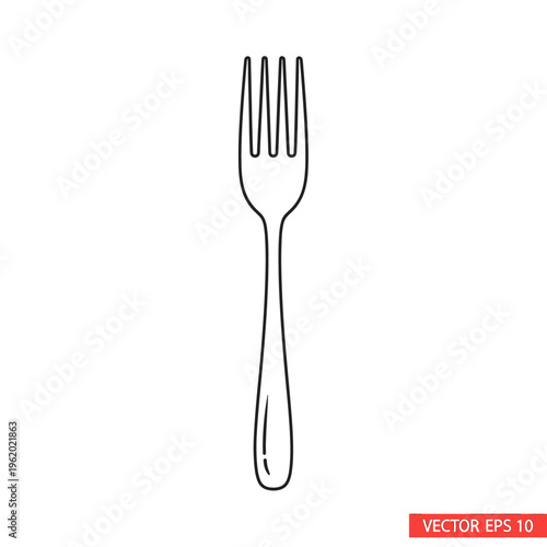 A simple, clean line drawing of a standard four-tined dinner fork on a white background.