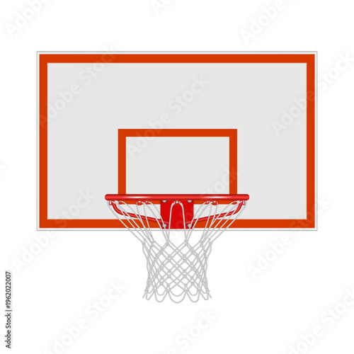 Realistic 3d transparent basketball hoop vector mockup isolated on white background front view, sports equipment clipart.