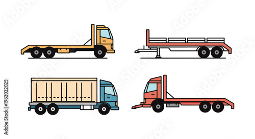 Flatbed Trailer Line art simple creative abstract vector