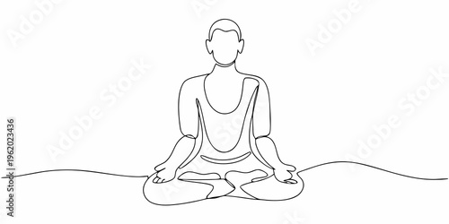 Minimalist line drawing of a person meditating in the lotus position