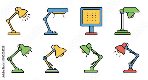 A collection of colorful AI and augmented reality smart glasses icons.