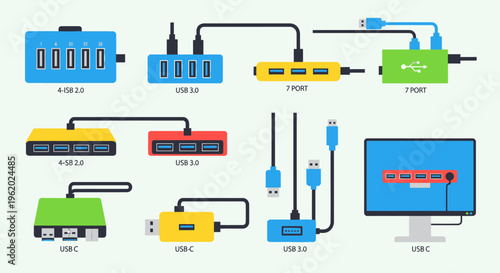 Illustration of various home security and smart home devices.