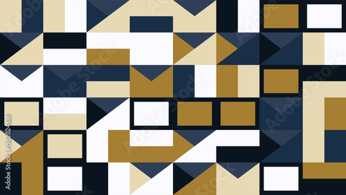 Modern Abstract Geometric Background with Deep Sapphire and Gold Vector Shapes
