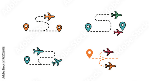Flight Route Line art vector abstract clean shapes illustration