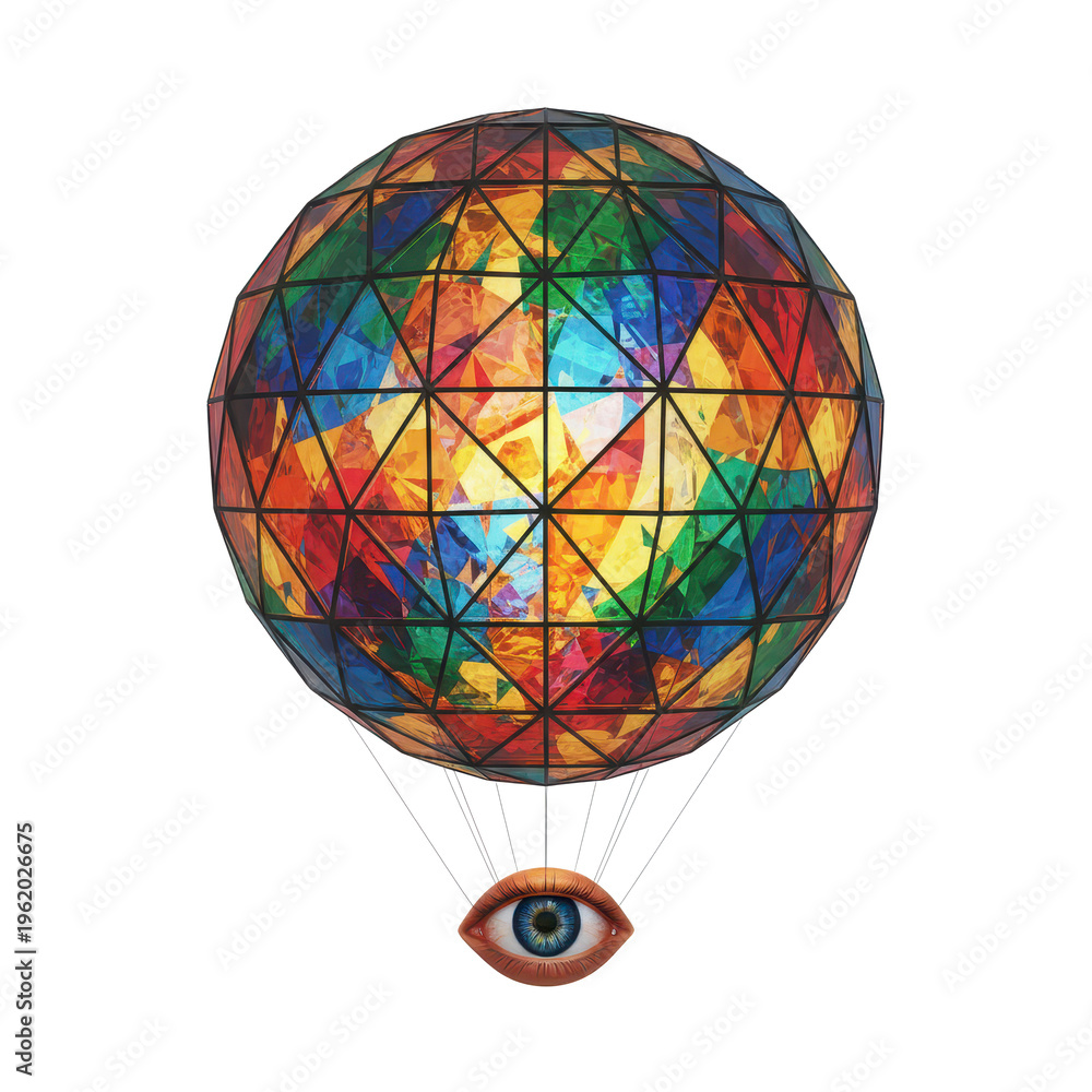 Fototapeta premium Colorful Geodesic Sphere with an Eye Suspended Below