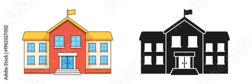 School building icon in flat style. Education house vector illustration on isolated background. College and institute sign business concept.