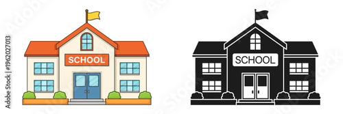 School building icon in flat style. Education house vector illustration on isolated background. College and institute sign business concept.