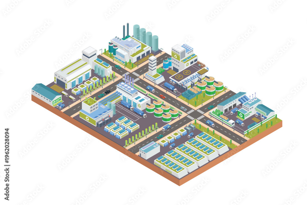 Obraz premium Isometric Eco City Map Diorama