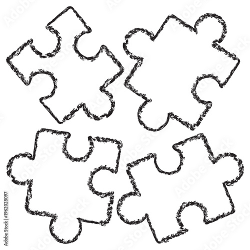 Photography Vector icon of four separate puzzle pieces ready for assembly